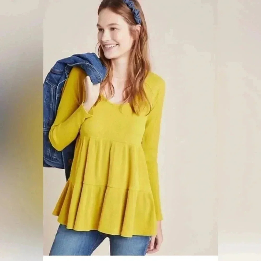 Anthropologie Maeve Thermal Babydoll Top
